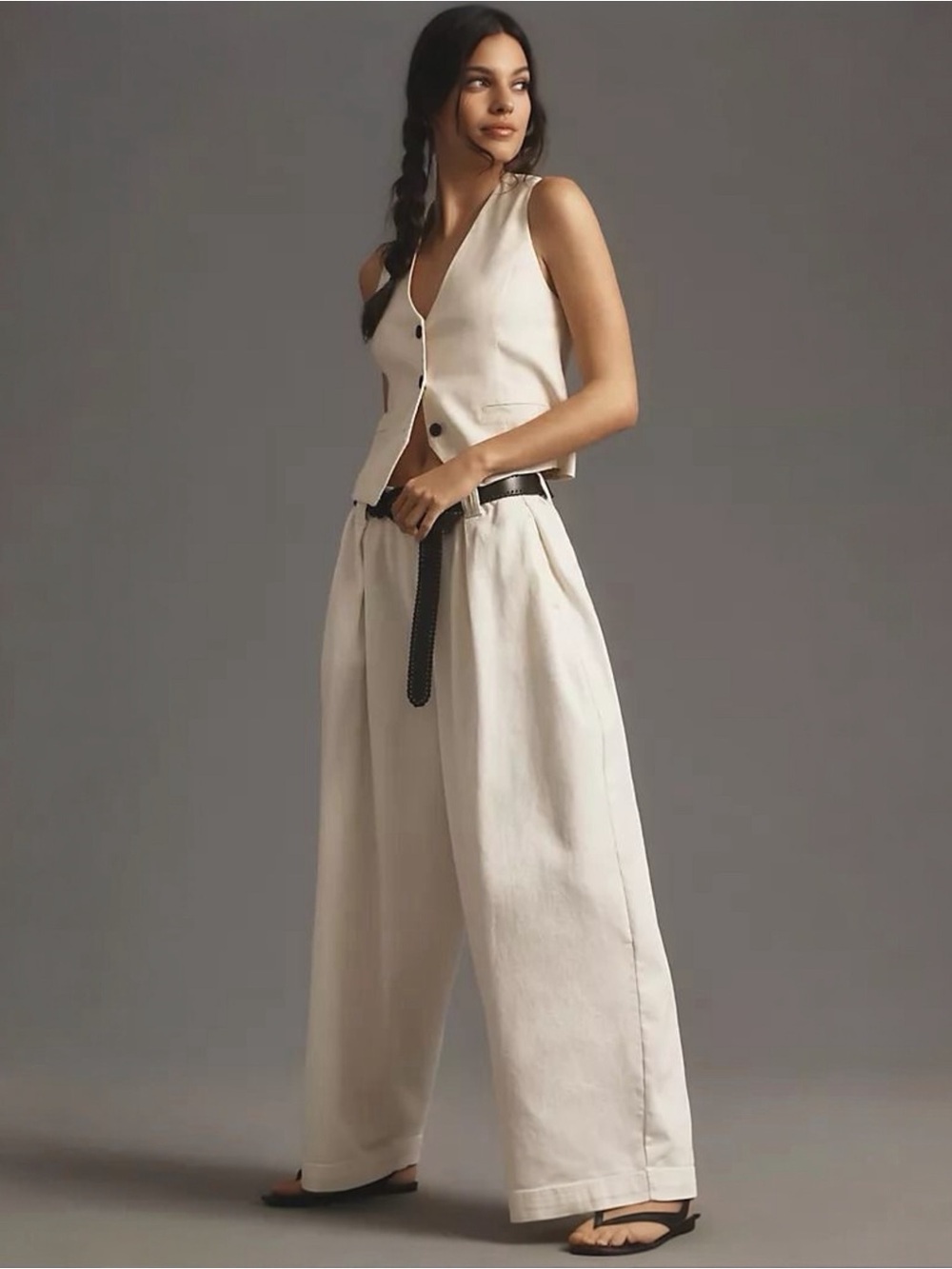 ANTHROPOLOGIE • Pilcro Pull-On Parachute Trouser Pants in White